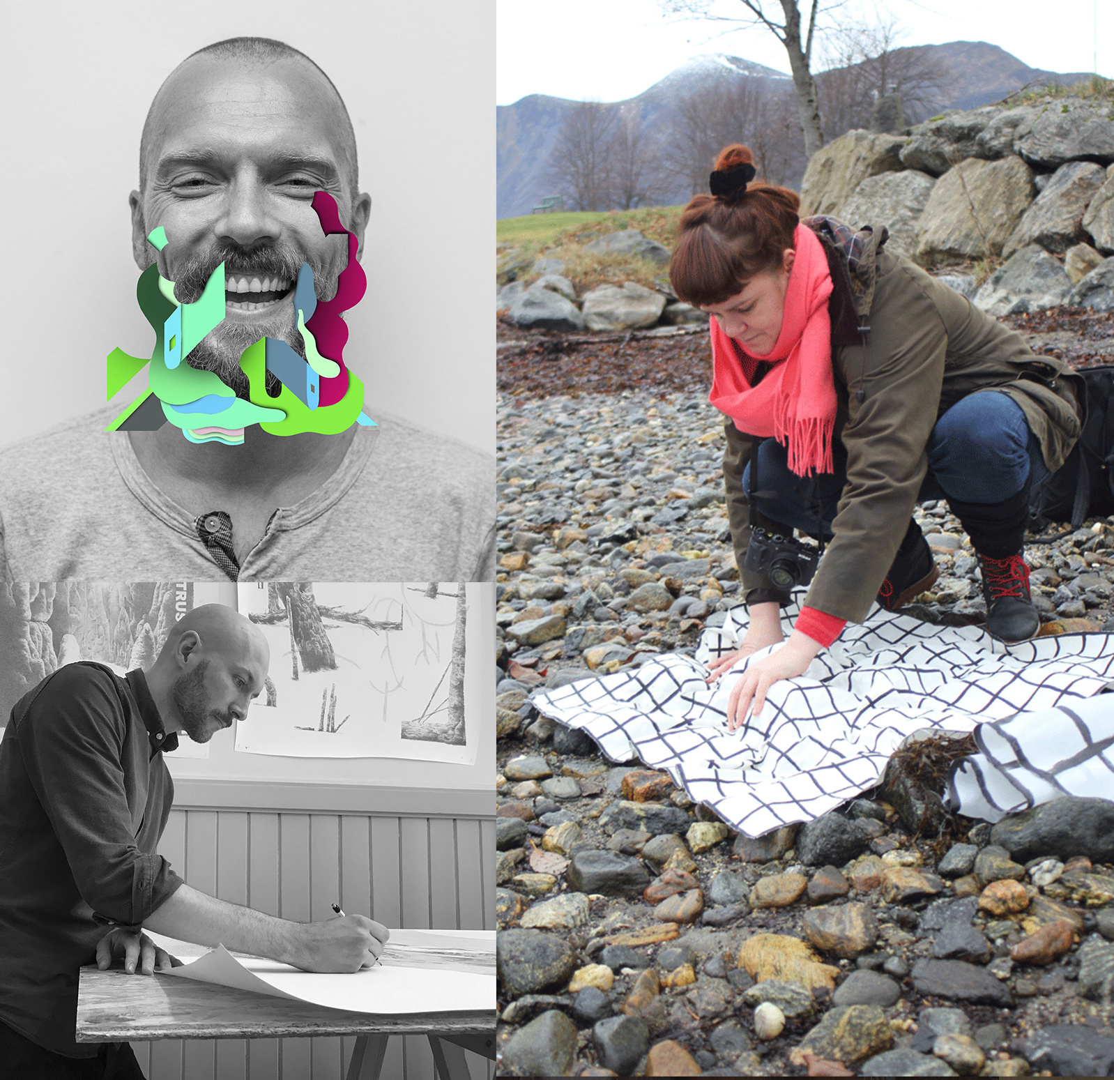 Prosjektkunstnerne David Stenmarck, Ottar Karlsen og Hilde Frantzen